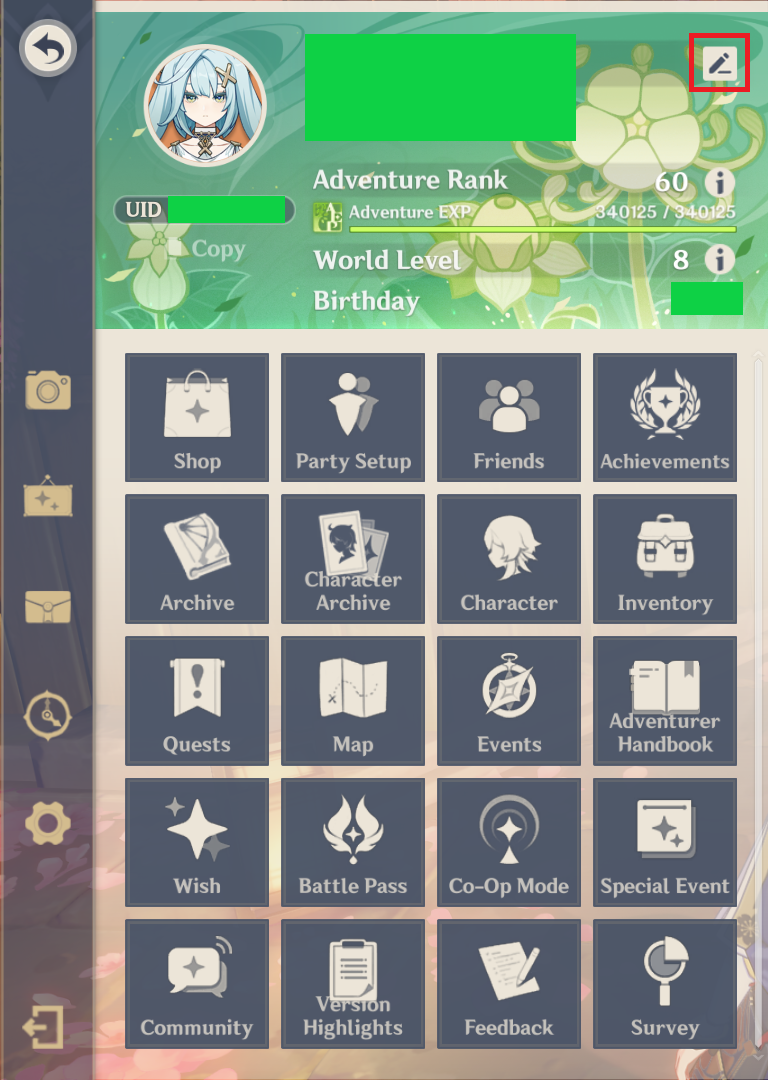 Open profile editor